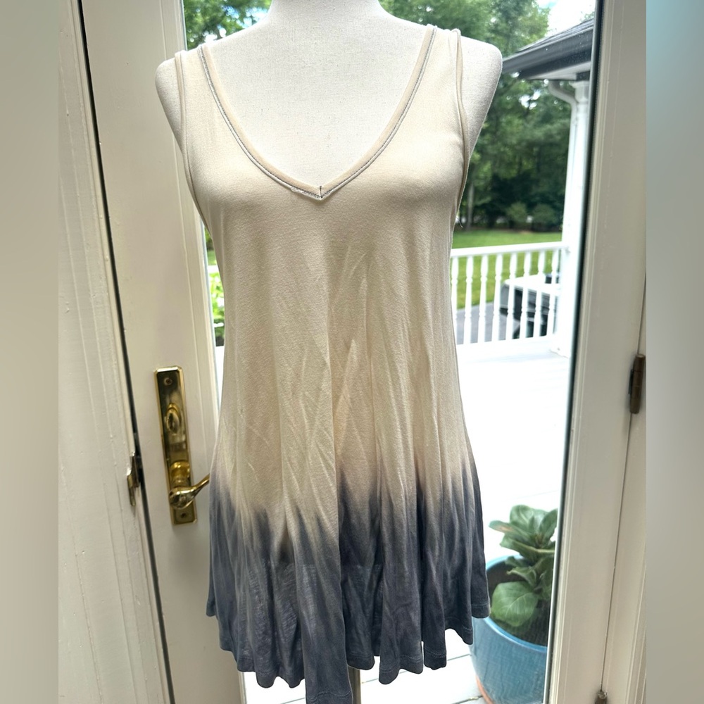 Free People XS Oversized Ombré Tank Top V-Neck,Soft Jersey Flowy Hem We The Free
